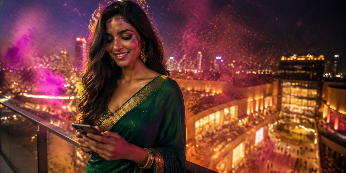 Mobile casino gaming in Delhi night market showcasing seamless access