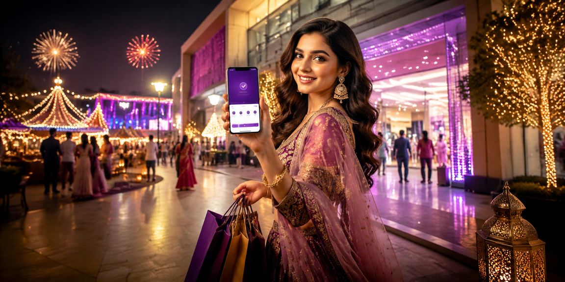 Mobile gaming in Indian night market scene